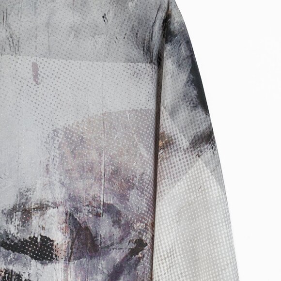 Annette Gortz SS/15 Moss Grey and Brown Abstract Print Batwing Silk Tunic - Picture 6 of 12